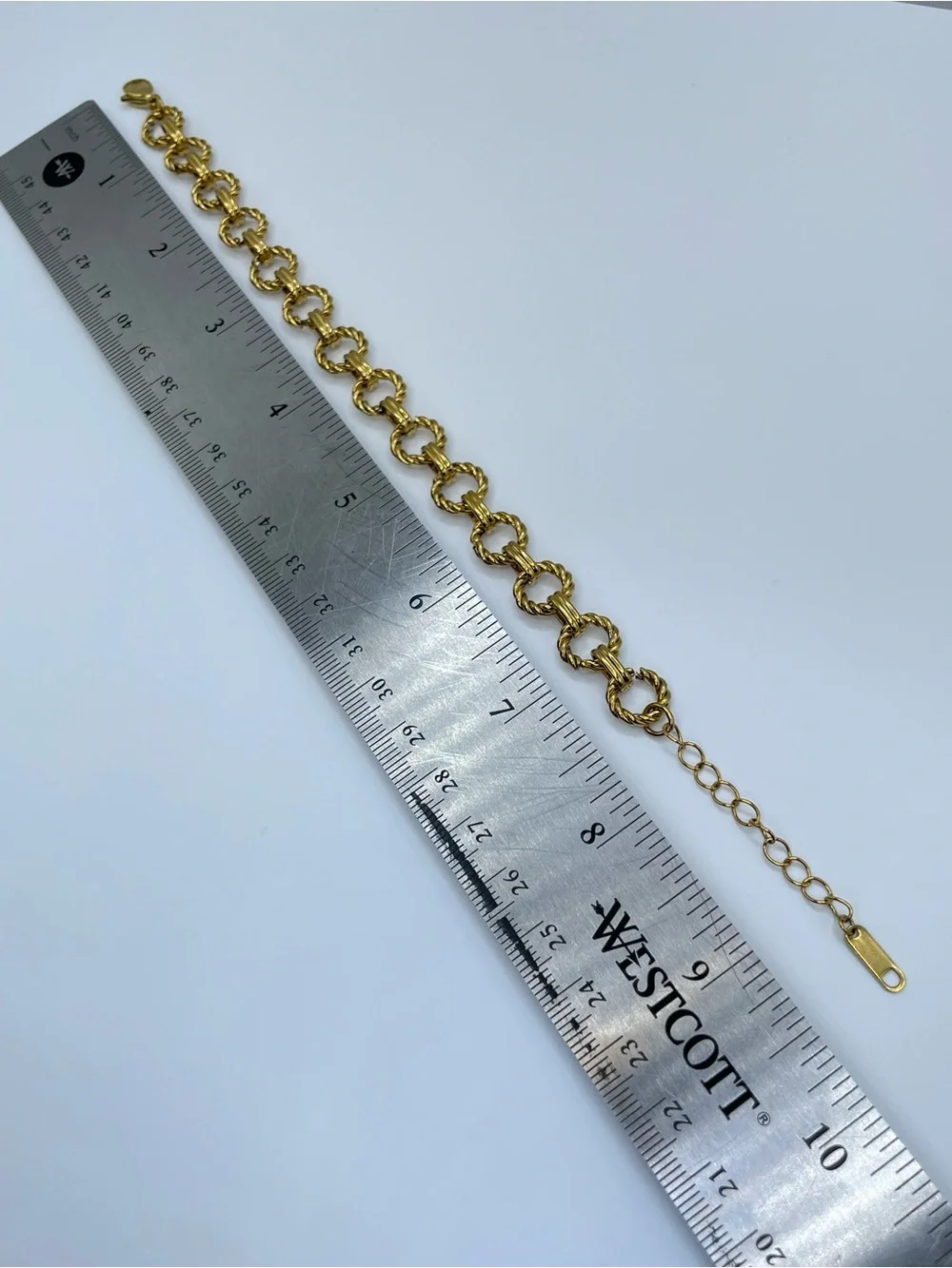 Antique Gold Tone Stainless Steel Cable Textured Link Bracelet Chain Boho